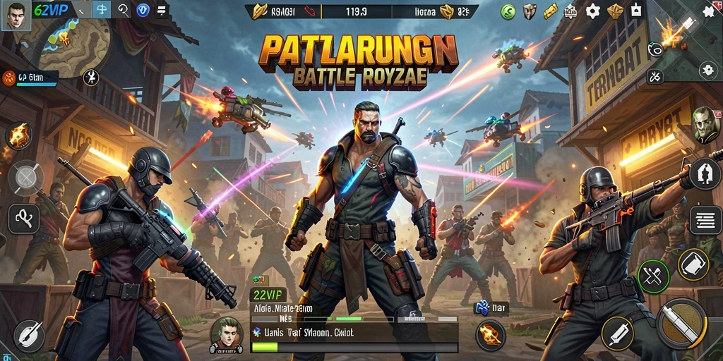 Tangkapan layar gameplay 62VIP menampilkan aksi seru Battle Royale.