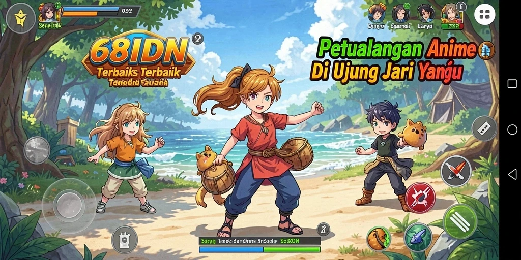 Screenshot gameplay 68IDN dengan karakter anime yang menarik.