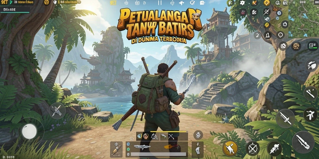 Screenshot gameplay 9ET menampilkan eksplorasi dunia terbuka yang luas.