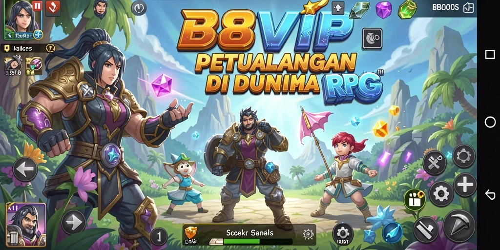Screenshot B8VIP menampilkan aksi seru dalam pertempuran RPG.