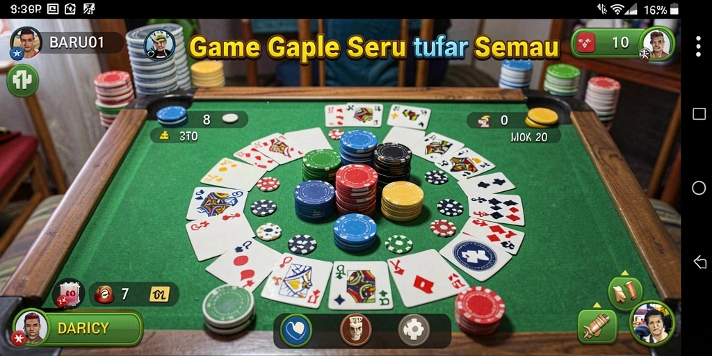 Screenshot dari Gameplay BARU01 yang menampilkan keseruan Gaple.