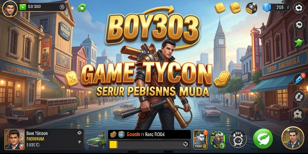 Tangkapan layar gameplay BOY303 yang menampilkan dunia bisnis yang dinamis.