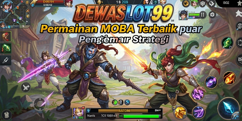 Tangkapan layar gameplay DEWASLOT99 dengan aksi MOBA yang intens.