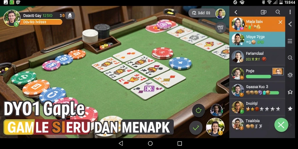 Screenshot utama DY01 menunjukkan pemain sedang berkompetisi di permainan Gaple.