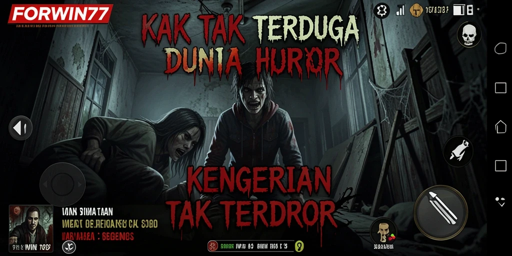 Tampilan gameplay FORWIN77 yang mencekam dan penuh kengerian.