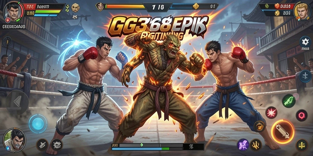 Screenshot GG368 menampilkan karakter bertarung dengan grafis memukau dan efek visual yang mendebarkan.