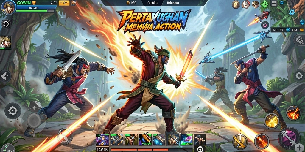 Tangkapan layar GOWIN yang menampilkan aksi seru dalam game Action.