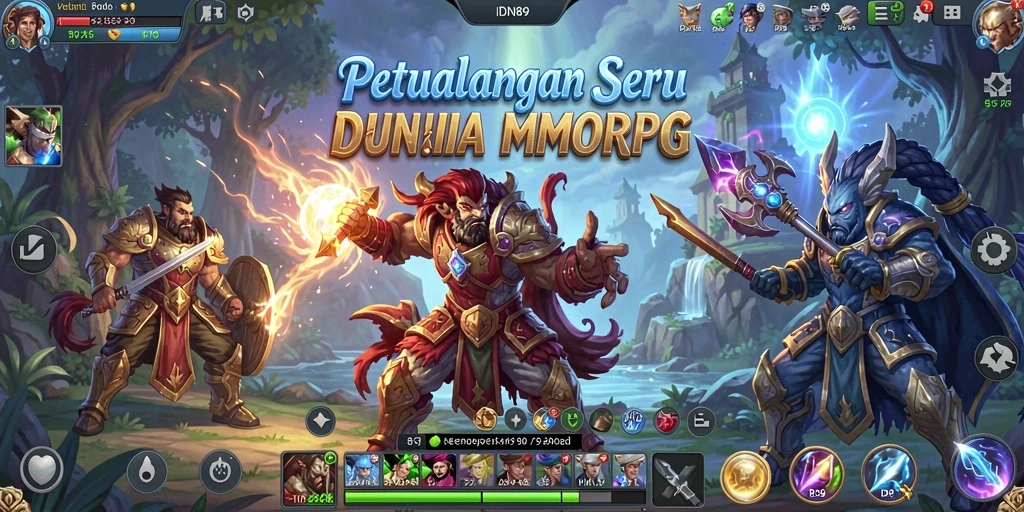 Tangkapan layar menampilkan aksi seru dalam game MMORPG IDN89.