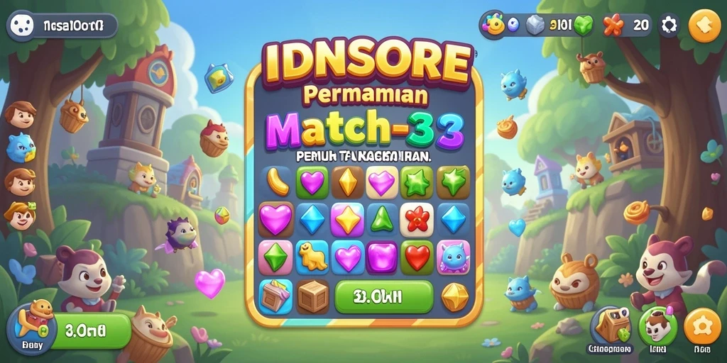 Gameplay seru IDNSCORE dalam permainan Match-3.