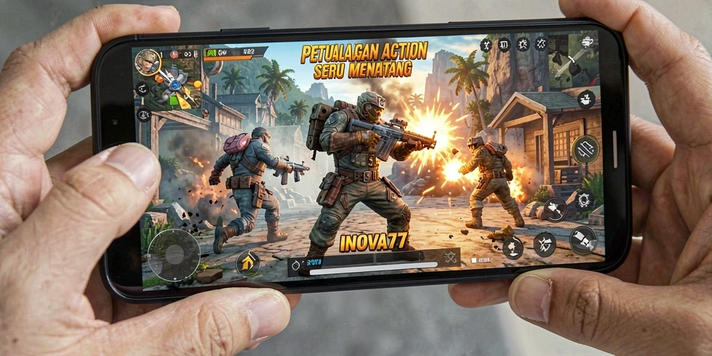 Tampilan gameplay INOVA77 yang penuh aksi dan tantangan.