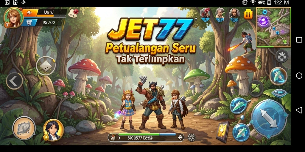 Tampilan utama gameplay JET77 yang menakjubkan dalam petualangan.