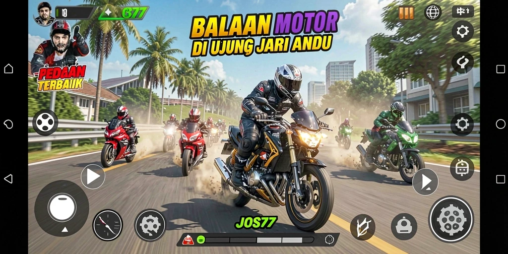 Gameplay seru JOS77 dengan balapan motor yang menegangkan.