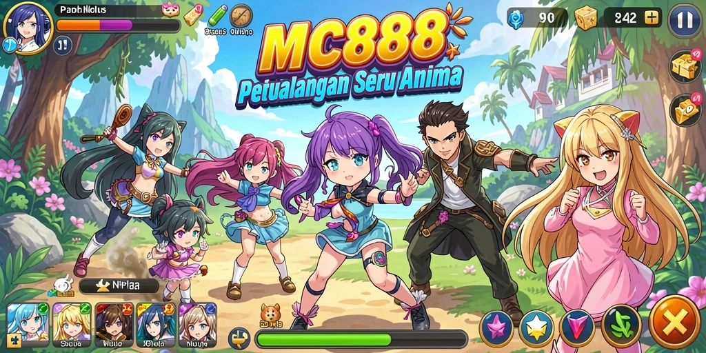 Screenshot gameplay MC888 menampilkan karakter Anime yang memukau.