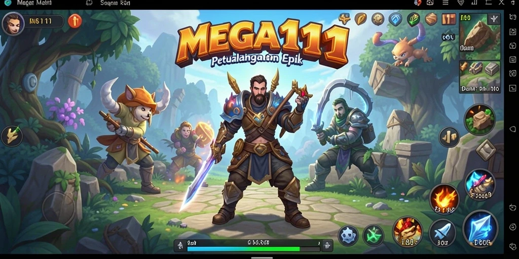 Screenshot MEGA111 yang menunjukkan aksi pertarungan RPG yang mendebarkan.