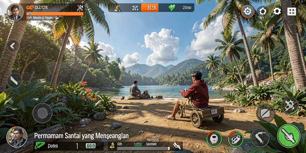 Tangkapan layar gameplay OLX128 yang menampilkan berbagai mode permainan.