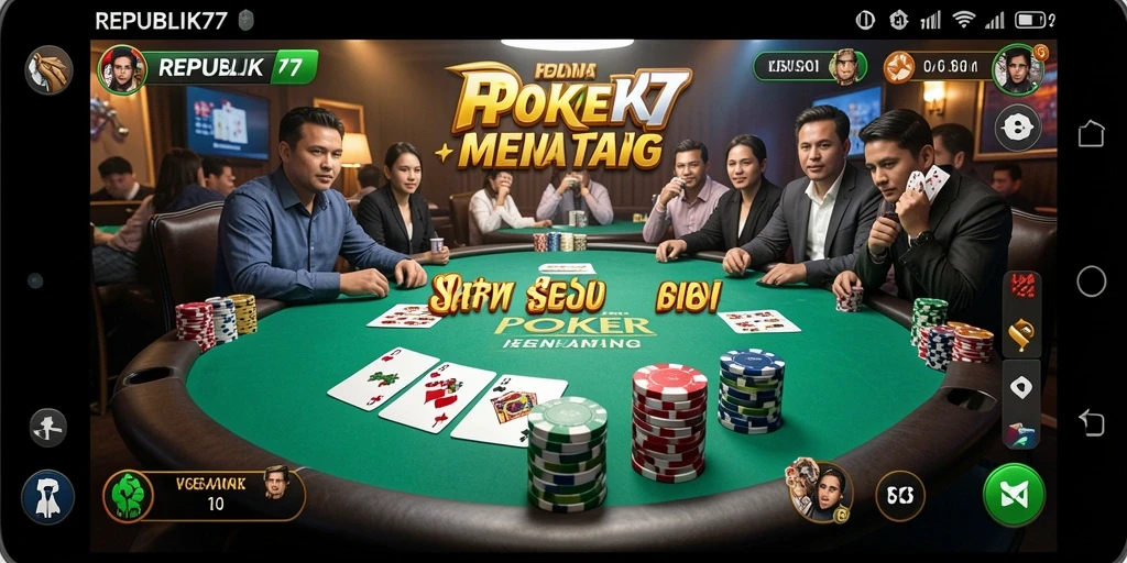 Screenshot gameplay REPUBLIK77 menampilkan momen seru permainan Poker.