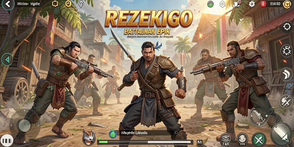 Gambaran gameplay seru dalam pertempuran Battle Royale REZEKIGO.