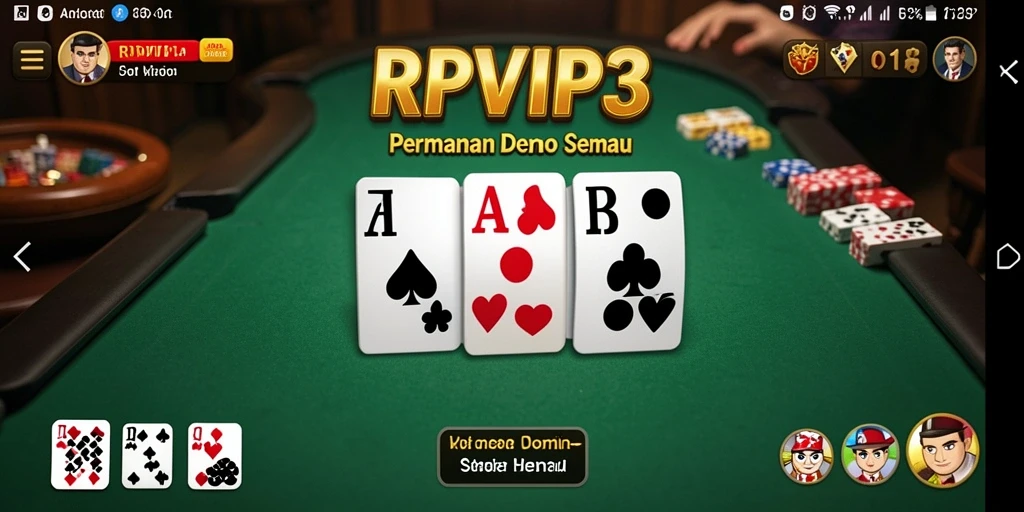 Tampilan utama RPVIP3 menampilkan gameplay Domino yang seru.