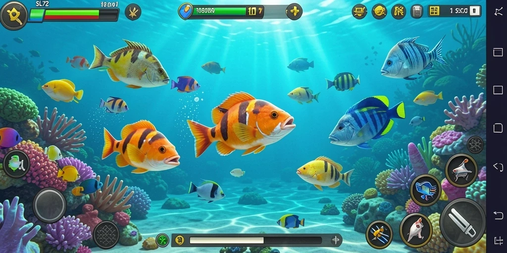 Tampilan gameplay SL72 yang menarik dalam menangkap ikan.