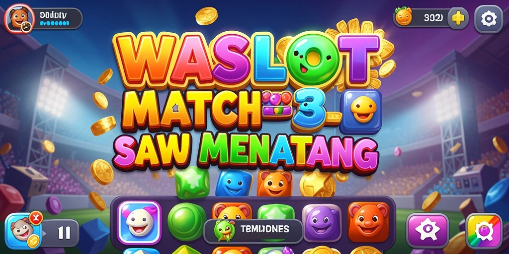Screenshot permainan <strong>WASLOT</strong> menampilkan aksi seru dalam mencocokkan permata.