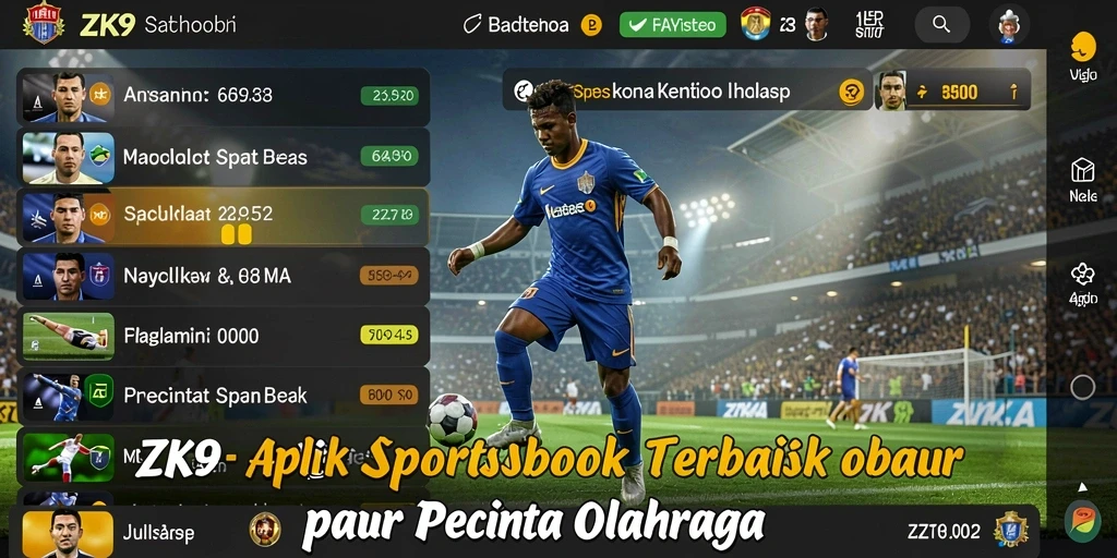 Tampilan utama gameplay ZK9 dengan berbagai pilihan taruhan olahraga.