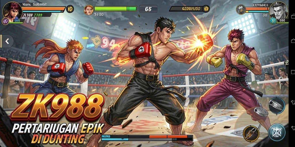 Screenshot ZK988 menampilkan aksi pertarungan mendebarkan dengan karakter yang kuat.